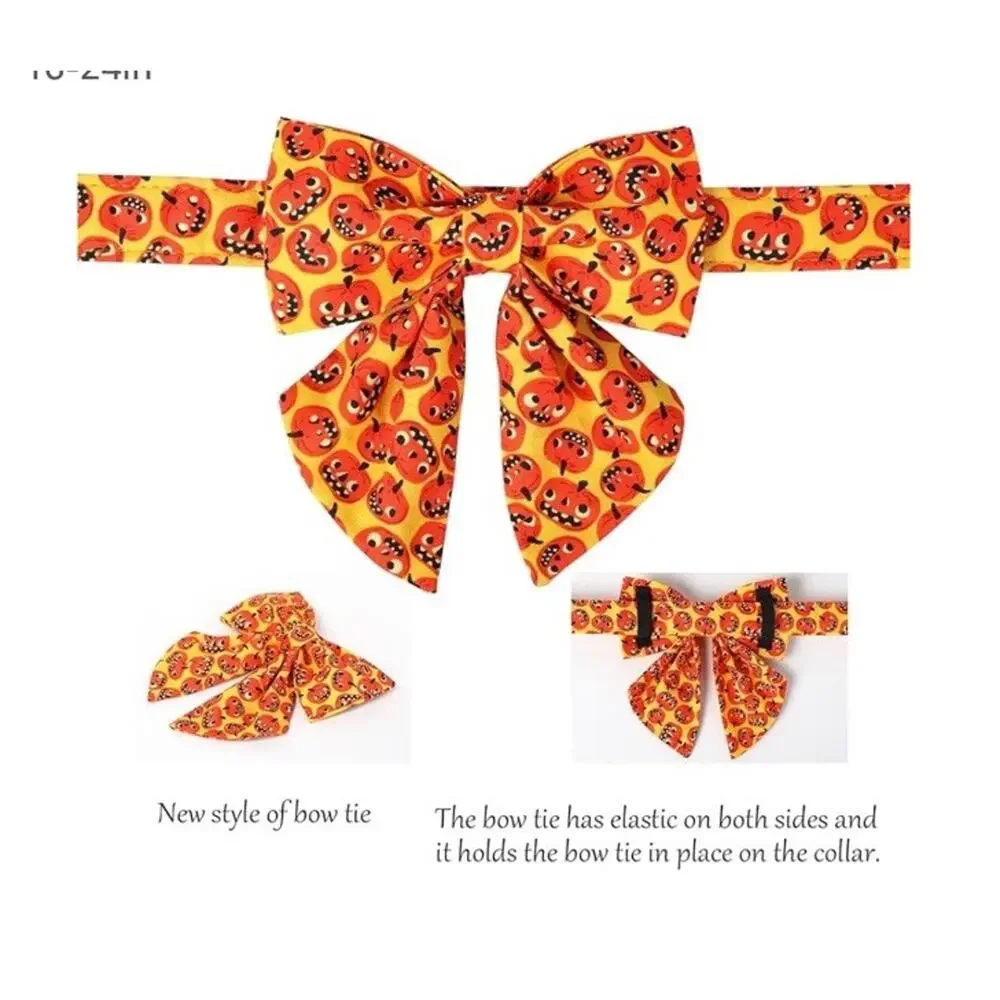 Halloween Pumpkin Print Adjustable Collar with Removable Bow Large Dog NWT